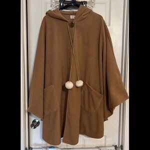Cozy Tan Hooded Poncho